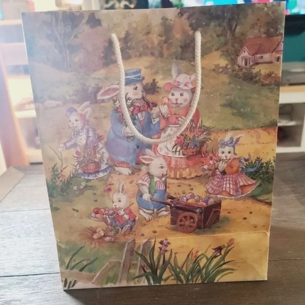 Vintage 90s 2000s Retro Easter Bunny Rabbit Spring Time Gift Bag